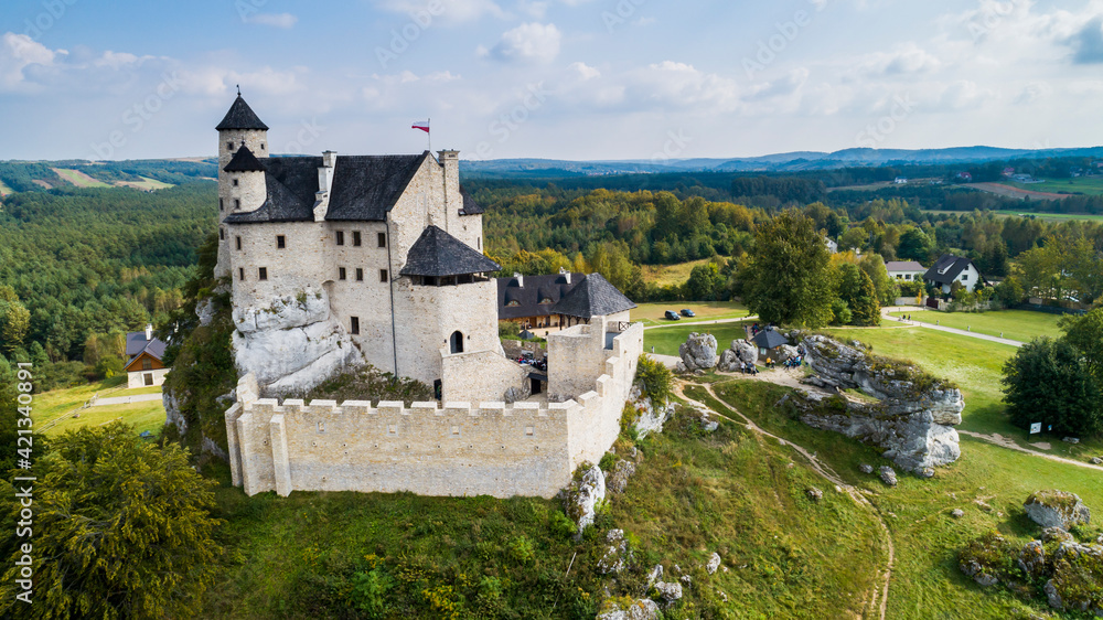 Bobolice Castle, an old medieval fortress or royal castle in the village of Bobolice, Poland