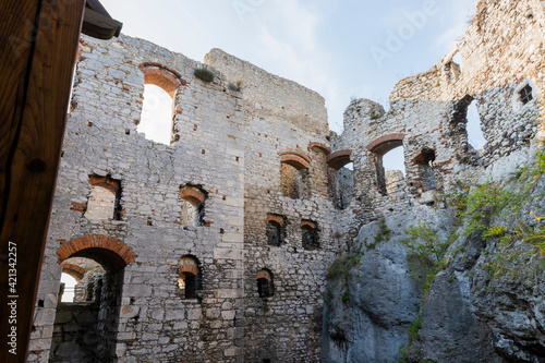 Ogrodzieniec ruins of a medieval castle. Czestochowa region, Poland. Medieval castle ruins located in Ogrodzieniec, Poland. © konradkerker