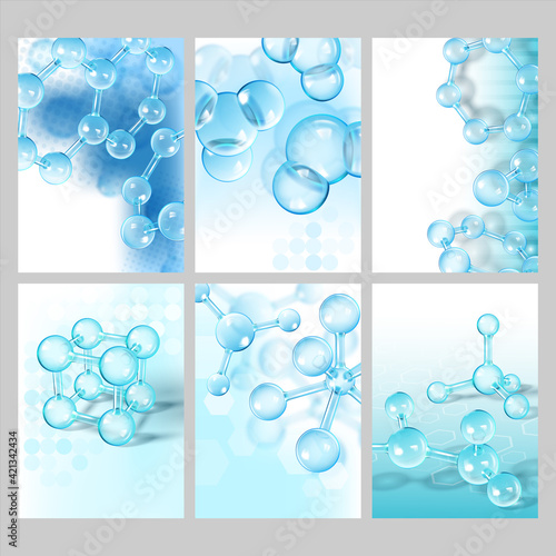 Scientific Dna Research Cover Design Set Vector Illustration