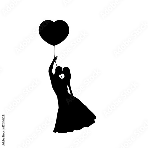 romantic balloon flight, vector graphic design element