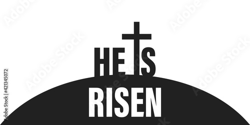 He is risen. Vector illustration on white background .  Easter icon .Happy Easter.