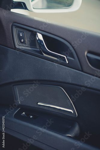 Car interior luxury service. Car interior details. © Inception