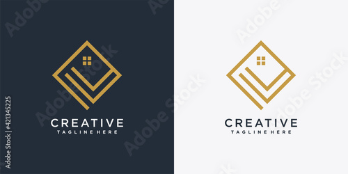 House logo design initial letter p template with creative concept
