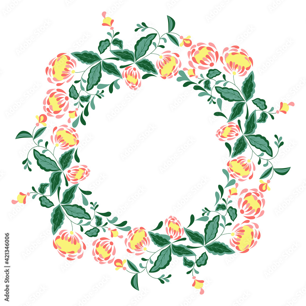 Set of vector flowers. A lovely wreath.