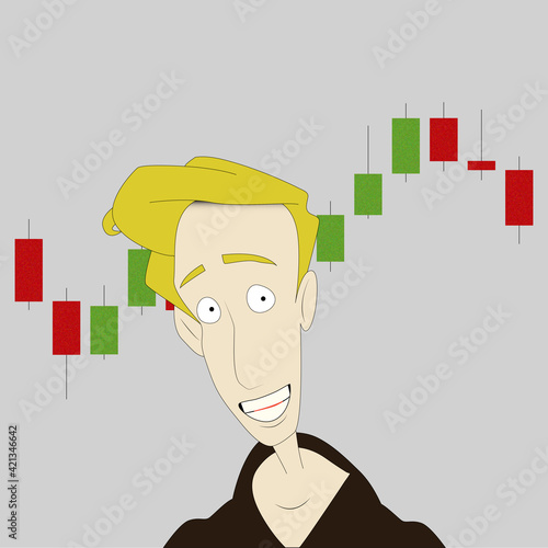 Man with a forex graph in the background