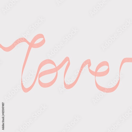 calligraphy text love pink on light background