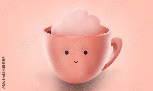 cute mug with cocoa and cream illustration