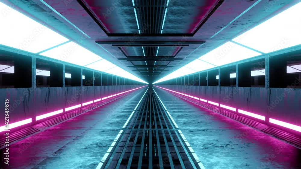 3D animation of a science fiction interior of a building, space station or space ship 3D animation of a science fiction interior of a building, space station or space ship