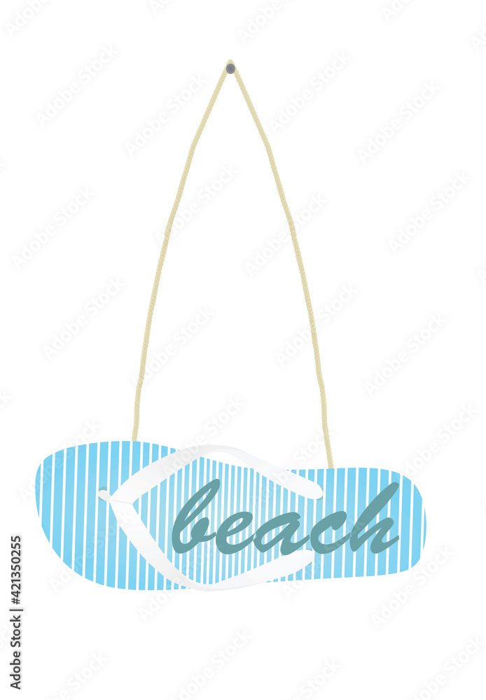 Text beach on flip flop notice. vector Text beach on flip flop notice. vector