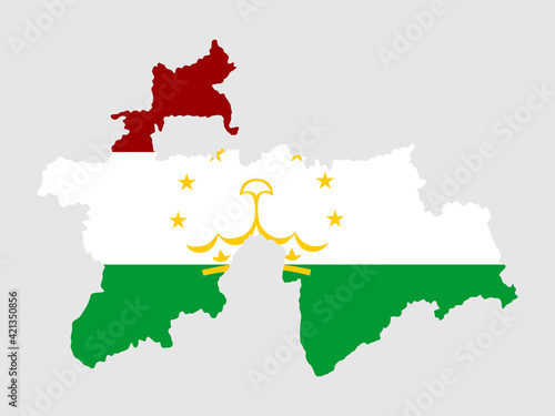 Tajikistan vector map and vector flag silhouette illustration isolated on white background.