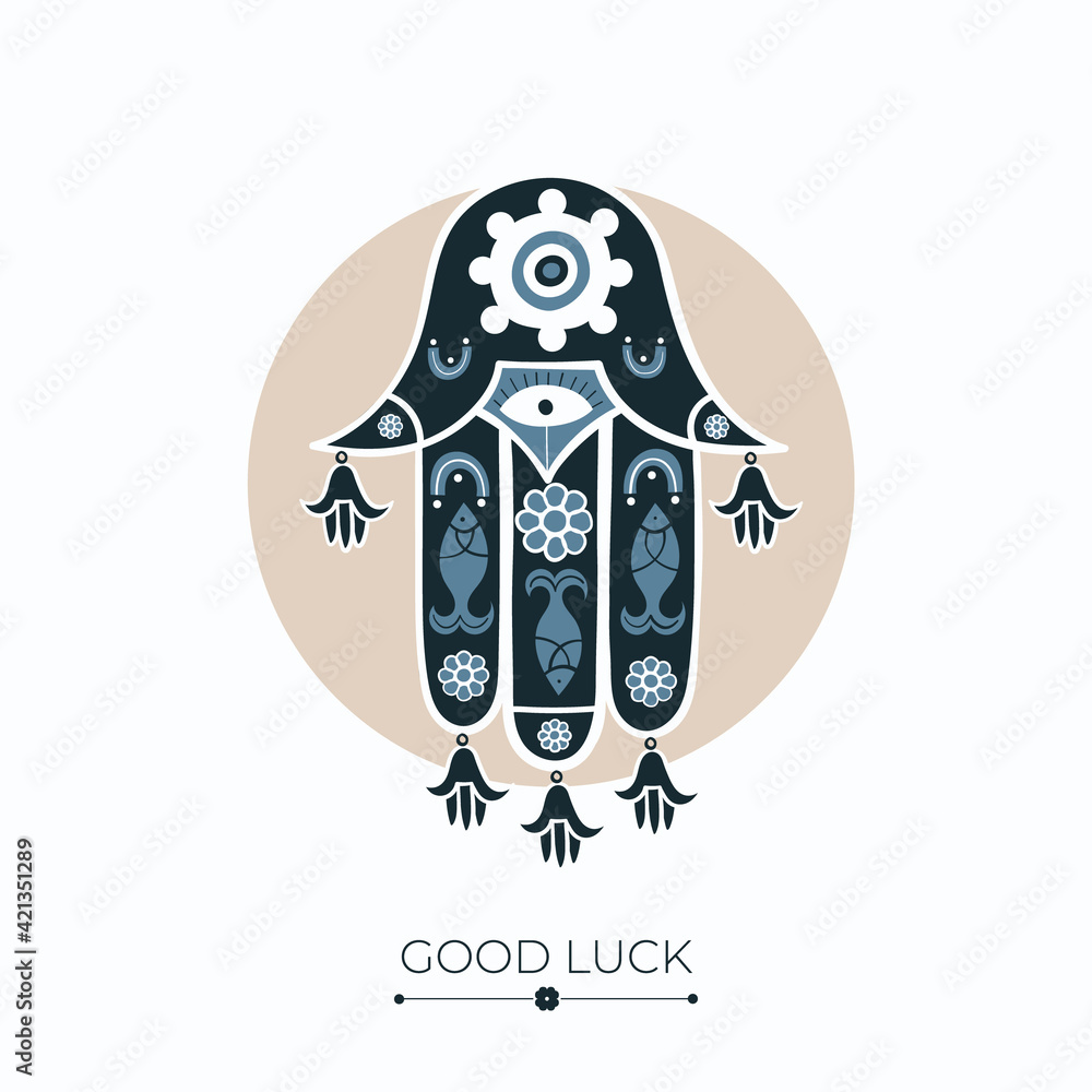 Vecteur Stock Hamsa fortune and success charm talisman or amulet