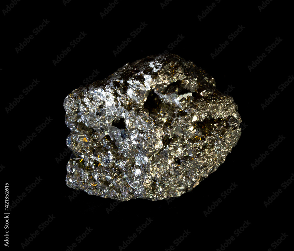 Shiny pyrite fools gold minerals from Ural, Russia. A backlight photo of a stone isolated on black. Geology websites, stone collection catalog, Natural Science museum wall chart Shiny pyrite fools gold minerals from Ural, Russia. A backlight photo of a stone isolated on black. Geology websites, stone collection catalog, Natural Science museum wall chart