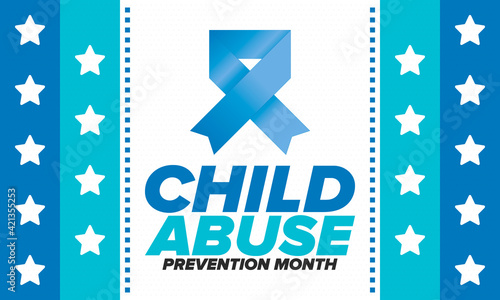 Child Abuse Prevention Month. Celebrate annual in April in United States. Stop child violence. Children protection and safety month. Unity for children. Poster, banner, background. Vector illustration