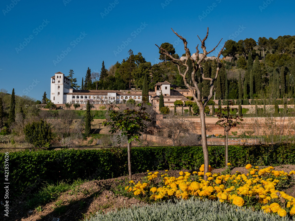 Fototapeta premium Generalife, Alhambra Park, Granada, Spain