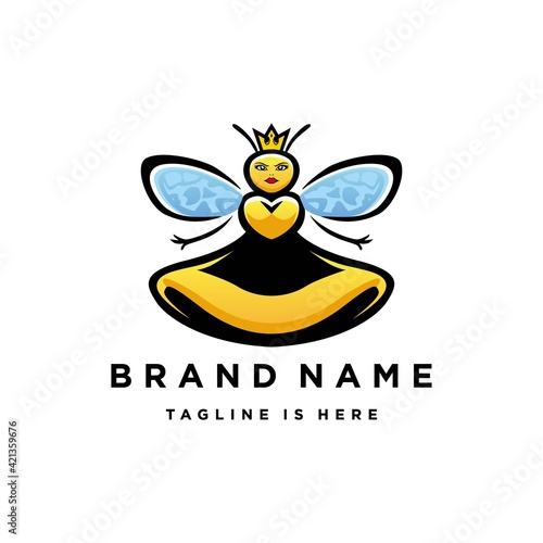 queen bee logo design modern templates