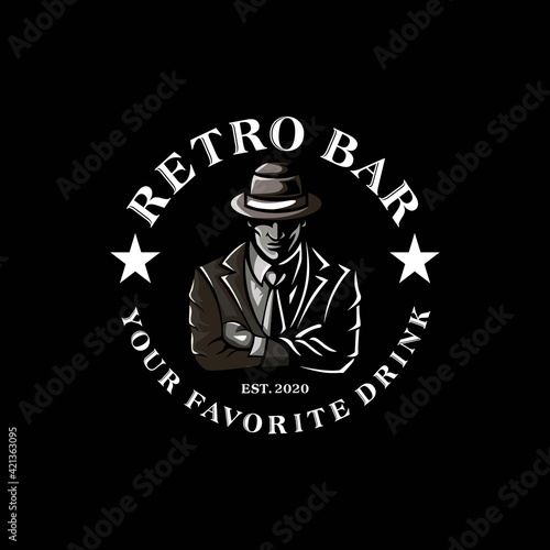 mafia men retro bar logo design