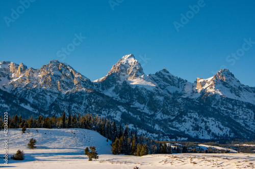 The Grand Tetons in Winter in Wyoming