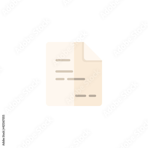 Text document. Paper with content. Invoice. Flat color icon. Commerce vector illustration