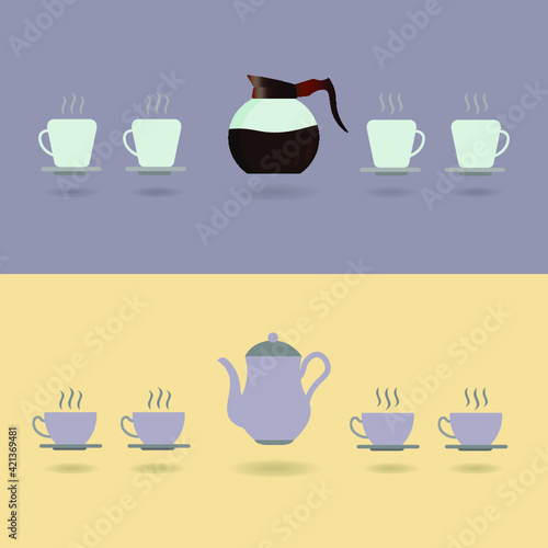 Coffee Pot With Cups Set Illustration