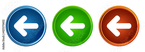 Back arrow icon stylish round button set glass design