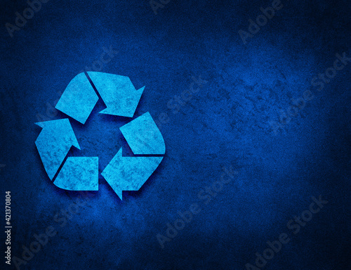 Recycle icon artistic abstract blue grunge texture background