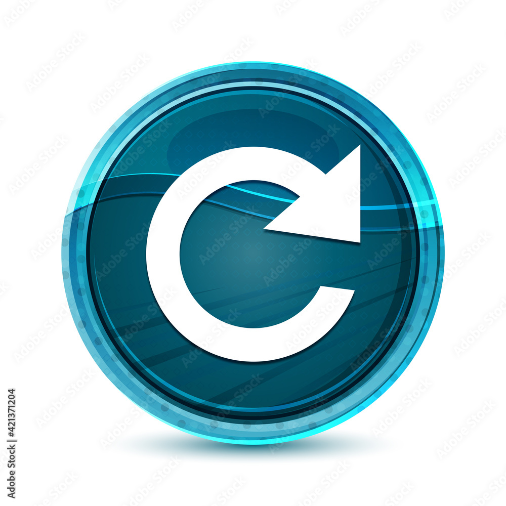 Reply rotate icon elegant glass blue round button vector design illustration Reply rotate icon elegant glass blue round button vector design illustration