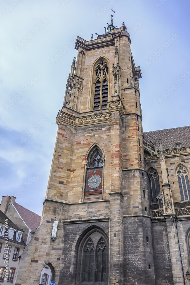 Cathedral of Saint Martin (Eglise Saint Martin). Built between 1235 and 1365 Saint Martin collegiate church is important example of Gothic architecture in Alsace. Colmar, Alsace, France.