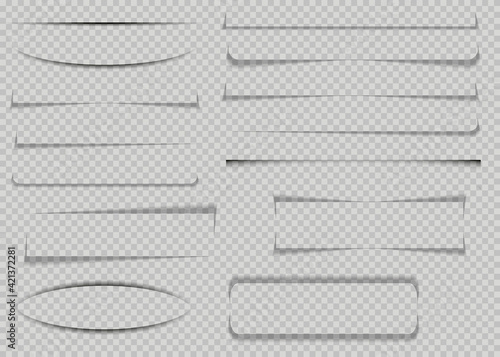 set of realistic transparent shadows or paper transparent shadow effect or shadow line page divider. eps 10 vector, easy to modify