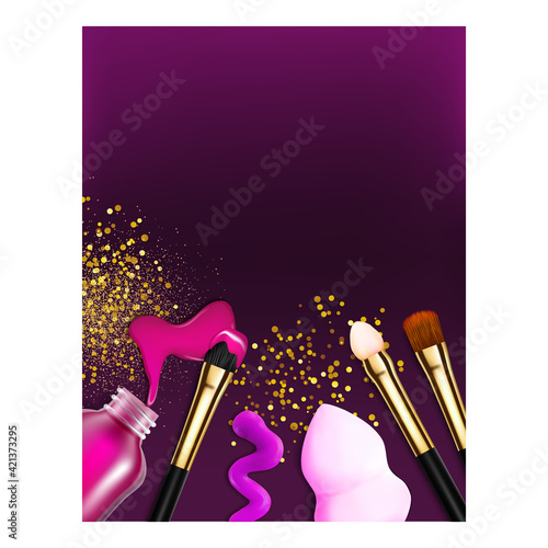 Beauty Salon Accessories Advertising Poster Vector Illustration