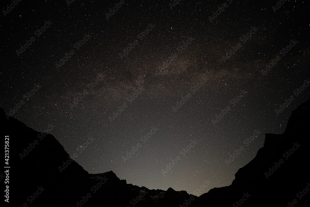 milky way over the mountains, Peisey-Nancroix, alps, France