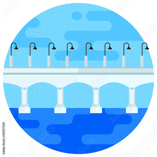 
A box girder bridge, flat design of confederation bridge icon

