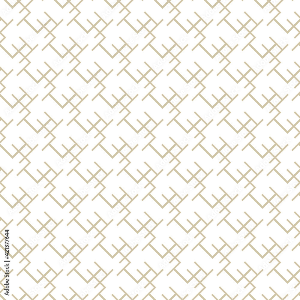 Golden abstract geometric seamless patterns. Simple vector white and gold texture with linear geometrical shapes, maze, thin lines. Stylish modern luxury background. Repeat design for print, wrapping Golden abstract geometric seamless patterns. Simple vector white and gold texture with linear geometrical shapes, maze, thin lines. Stylish modern luxury background. Repeat design for print, wrapping