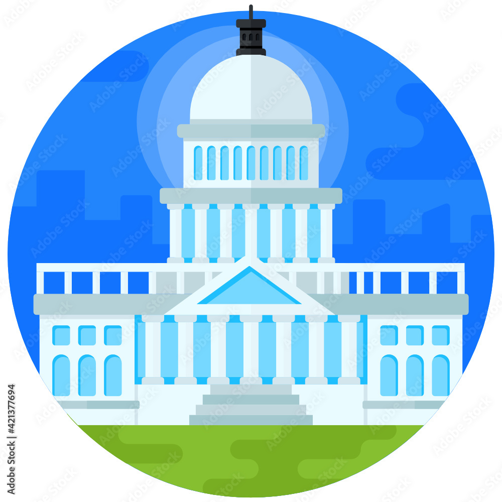 A blue mosque icon in flat rounded design
A blue mosque icon in flat rounded design