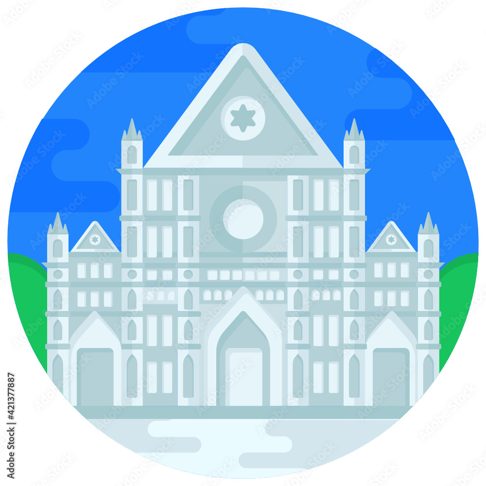 
A siena cathedral church in flat rounded icon 

