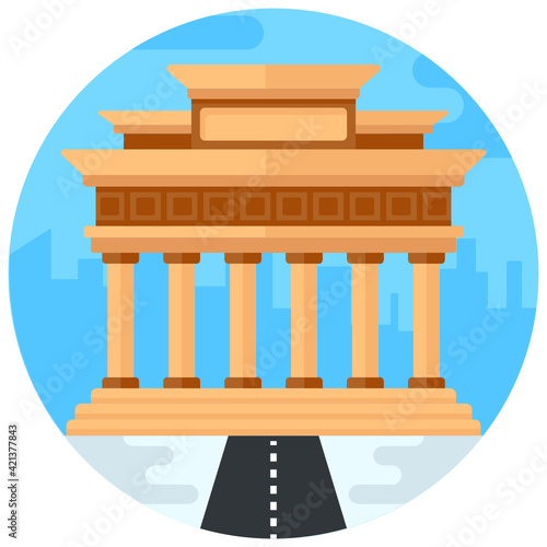
A neoclassical landmark in berlin, brandenburg gate flat rounded icon

