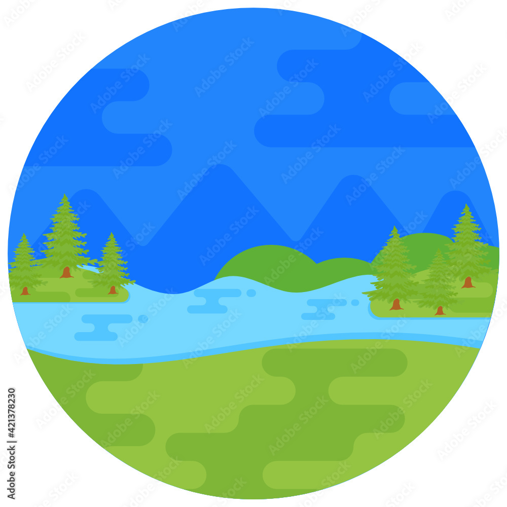 Flat rounded icon of beach landscape
Flat rounded icon of beach landscape