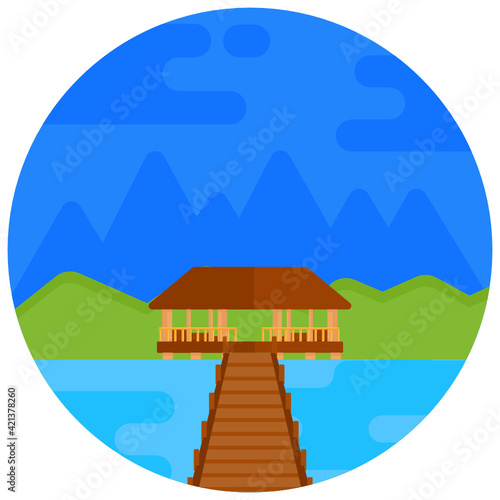  A beautiful farmhouse flat rounded icon   © SmashingStocks
