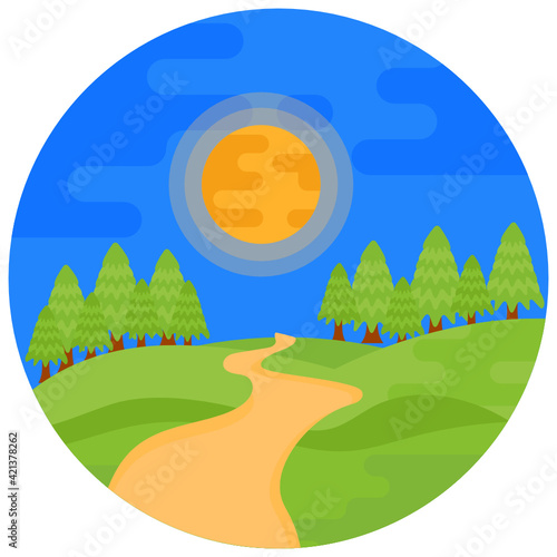  Flat rounded icon of hills   