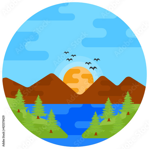  Flat rounded icon of hills