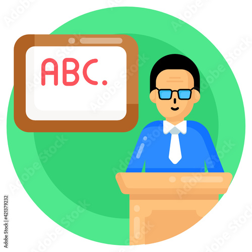
English lecture flat rounded icon, 

