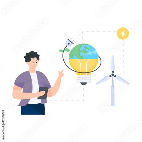 
illustration of a leaves inside bulb depicting green energy

