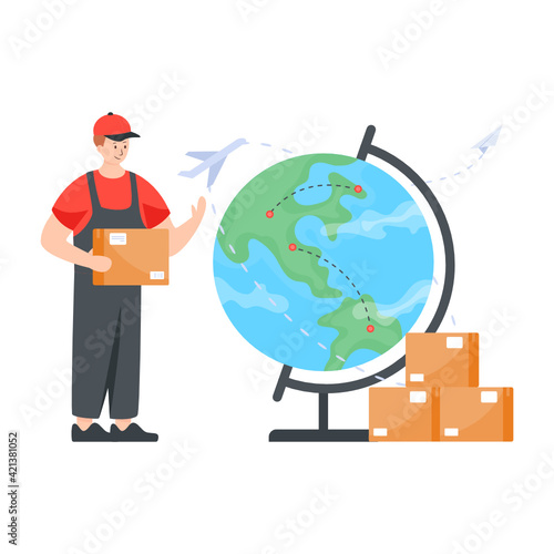 
International delivery flat illustration vector, 

