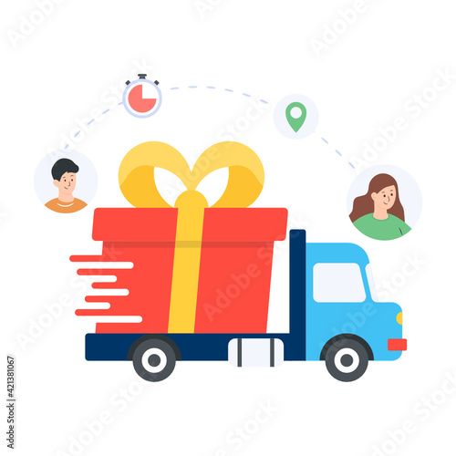 
Gift delivery flat illustration vector, 


