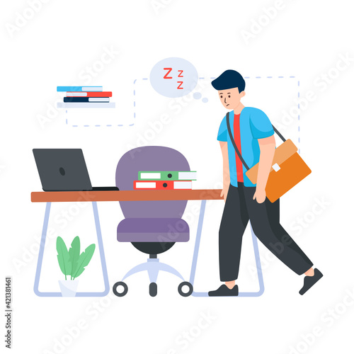 
Sleep deprivation in flat editable illustration design 

