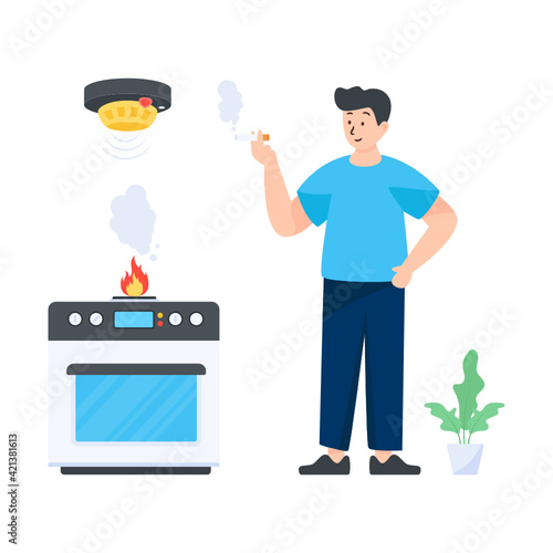 
A smoke detector flat vector illustration 

