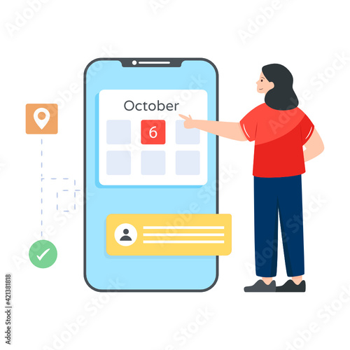 
A booking app flat illustration vector 

