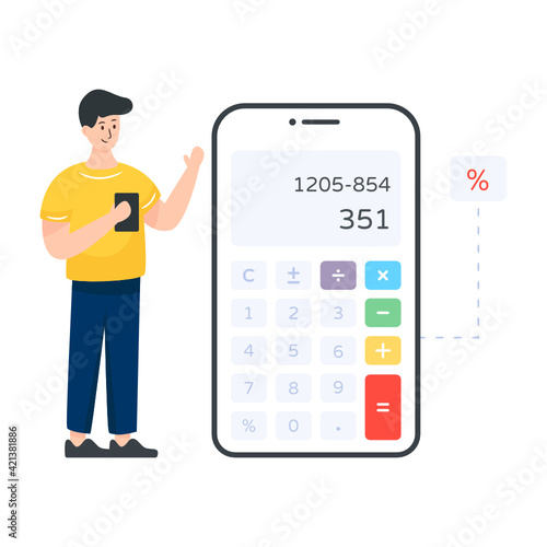 
A mobile calculator flat illustration 

