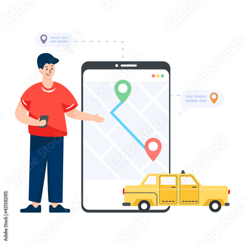 
A location tracker online, flat illustration of gps navigation 

