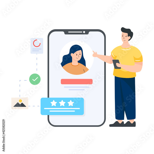 
Flat rating app in editable illustration 

