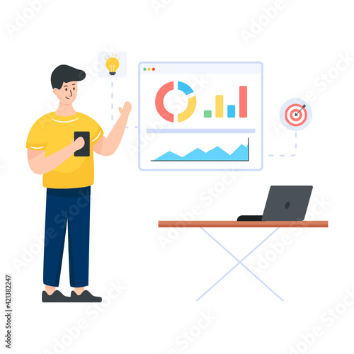 
A marketing investment flat illustration, download now. 

